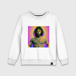 Свитшот хлопковый детский Jim Morrison Galo Glitch Art, цвет: белый