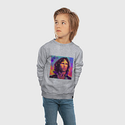 Свитшот хлопковый детский Jim Morrison Strange colors Art, цвет: меланж — фото 2