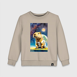 Детский свитшот Capybara brave astronaut - neural network