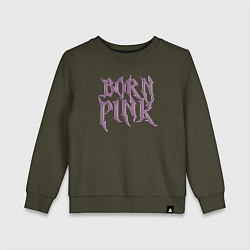 Свитшот хлопковый детский Born pink Blackpink, цвет: хаки