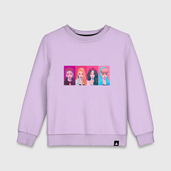 Свитшот хлопковый детский Портреты Black pink, цвет: лаванда