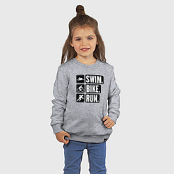 Свитшот хлопковый детский Swim bike run, цвет: меланж — фото 2