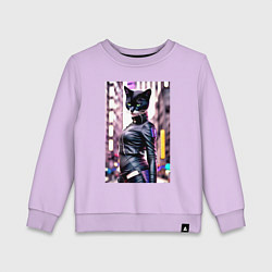 Свитшот хлопковый детский Cool black cat - neural network - fashionista, цвет: лаванда