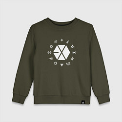 Свитшот хлопковый детский Logo EXO, цвет: хаки