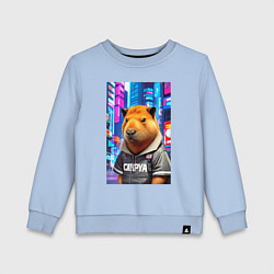 Свитшот хлопковый детский Cool capybara - urban style - neural network, цвет: мягкое небо