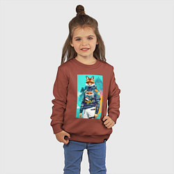 Свитшот хлопковый детский Лис-модник - нейросеть - акварель, цвет: кирпичный — фото 2
