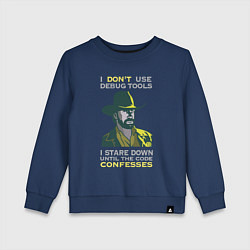 Свитшот хлопковый детский Чак Норрис среди программистов, цвет: тёмно-синий