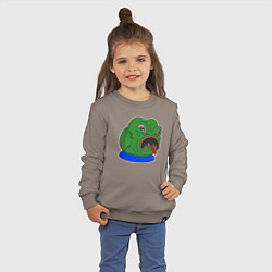 Свитшот хлопковый детский Лягушонок Пепе рептилоид, цвет: утренний латте — фото 2