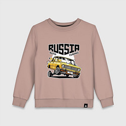 Свитшот хлопковый детский Russia tuning car, цвет: пыльно-розовый