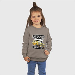 Свитшот хлопковый детский Russia tuning car, цвет: утренний латте — фото 2