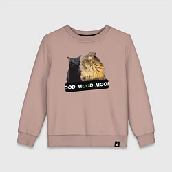Свитшот хлопковый детский Черный и рыжий кот - Mood, цвет: пыльно-розовый