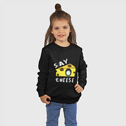 Свитшот хлопковый детский Say cheese, цвет: черный — фото 2