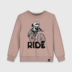 Свитшот хлопковый детский Raccoon ride, цвет: пыльно-розовый