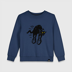 Свитшот хлопковый детский Black cat rider, цвет: тёмно-синий