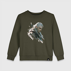 Свитшот хлопковый детский Портрет Ведьмака, цвет: хаки