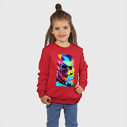 Свитшот хлопковый детский Cool skull - pop art, цвет: красный — фото 2