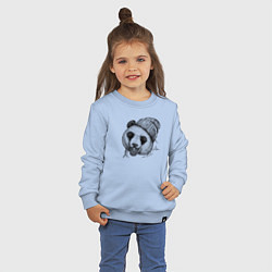 Свитшот хлопковый детский Панда хипстер, цвет: мягкое небо — фото 2