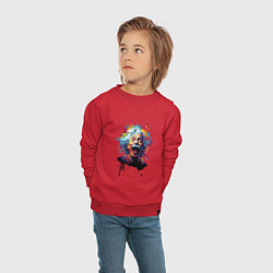 Свитшот хлопковый детский Эйнштейн с языком в краске, цвет: красный — фото 2