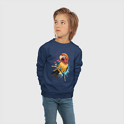 Свитшот хлопковый детский Акварельный попугай, цвет: тёмно-синий — фото 2