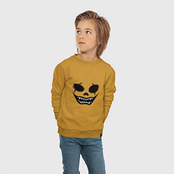 Свитшот хлопковый детский Страшный смайл лицо на Хэллоуин, цвет: горчичный — фото 2