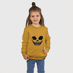 Свитшот хлопковый детский Страшный смайл лицо на Хэллоуин, цвет: горчичный — фото 2