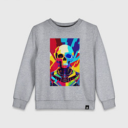 Свитшот хлопковый детский Pop art skull, цвет: меланж