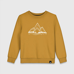 Свитшот хлопковый детский Лес и горы минимализм, цвет: горчичный