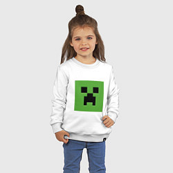 Свитшот хлопковый детский Minecraft creeper face, цвет: белый — фото 2