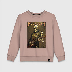 Свитшот хлопковый детский Megadeth - skeleton - heavy metal, цвет: пыльно-розовый