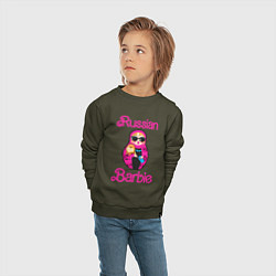 Свитшот хлопковый детский Барби русская, цвет: хаки — фото 2