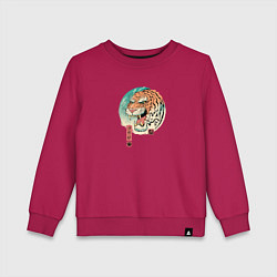 Свитшот хлопковый детский Tiger in Japanese style, цвет: маджента