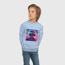 Свитшот хлопковый детский Скелет с кудрявыми волосами, цвет: мягкое небо — фото 2