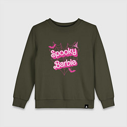 Свитшот хлопковый детский Spooky Barbie, цвет: хаки