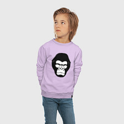 Свитшот хлопковый детский Голова гориллы гравюра, цвет: лаванда — фото 2