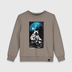 Свитшот хлопковый детский Медведь-космонавт - нейросеть, цвет: утренний латте