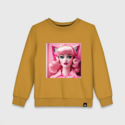 Свитшот хлопковый детский Barbie cat, цвет: горчичный