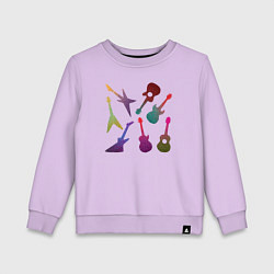 Свитшот хлопковый детский Цветные гитарки, цвет: лаванда