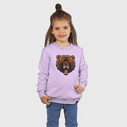 Свитшот хлопковый детский Голова злого медведя, цвет: лаванда — фото 2