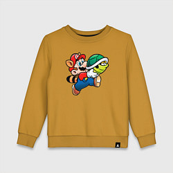 Свитшот хлопковый детский Марио несёт черепашку, цвет: горчичный