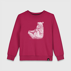 Свитшот хлопковый детский Медведь сидит балдеет, цвет: маджента