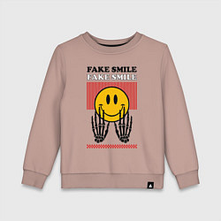 Свитшот хлопковый детский Fake smile quote, цвет: пыльно-розовый