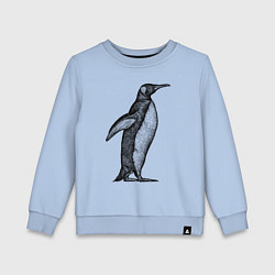 Свитшот хлопковый детский Пингвин сбоку, цвет: мягкое небо