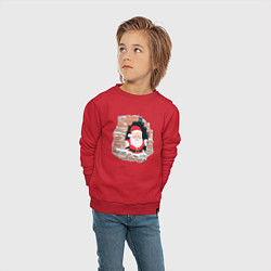 Свитшот хлопковый детский Дедушка мороз из стены, цвет: красный — фото 2