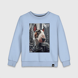 Свитшот хлопковый детский Dude bull terrier in New York - ai art, цвет: мягкое небо