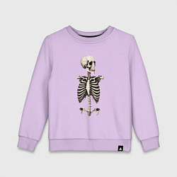 Свитшот хлопковый детский Улыбающийся скелет, цвет: лаванда