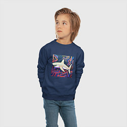 Свитшот хлопковый детский Акула абстракция, цвет: тёмно-синий — фото 2