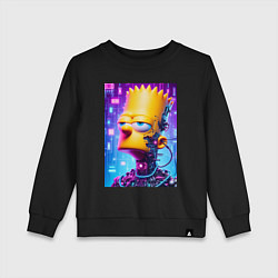 Свитшот хлопковый детский Cyber Bart Simpson - ai art, цвет: черный