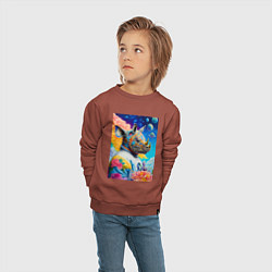 Свитшот хлопковый детский Инопланетная носорожка - фантазия, цвет: кирпичный — фото 2