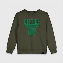 Свитшот хлопковый детский Celtics net, цвет: хаки