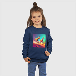Свитшот хлопковый детский Два бегущих жирафа в стиле кубизма, цвет: тёмно-синий — фото 2